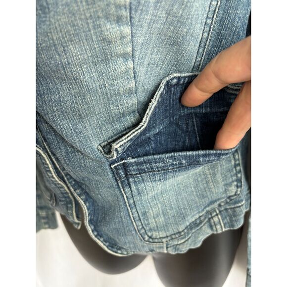Wax Jean by DMBM Y2K Denim Blazer Jacket Size S Grunge 2000s Fitted Acid Wash - Picture 6 of 9